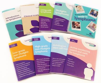 Photo showing front cover of nine of our booklets