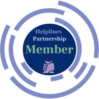 A circular logo shows the words Helplines Partnership Member