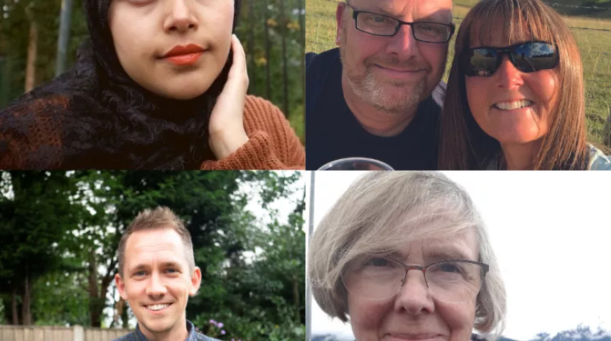 Four pictures of people affected by lymphoma that have shared their stories with Lymphoma Matters