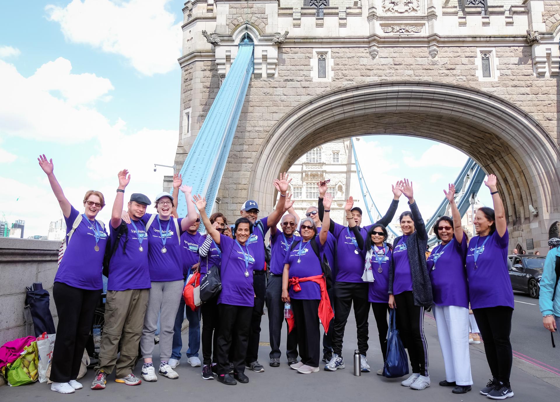 London Bridges Walk 2019 group cheering 