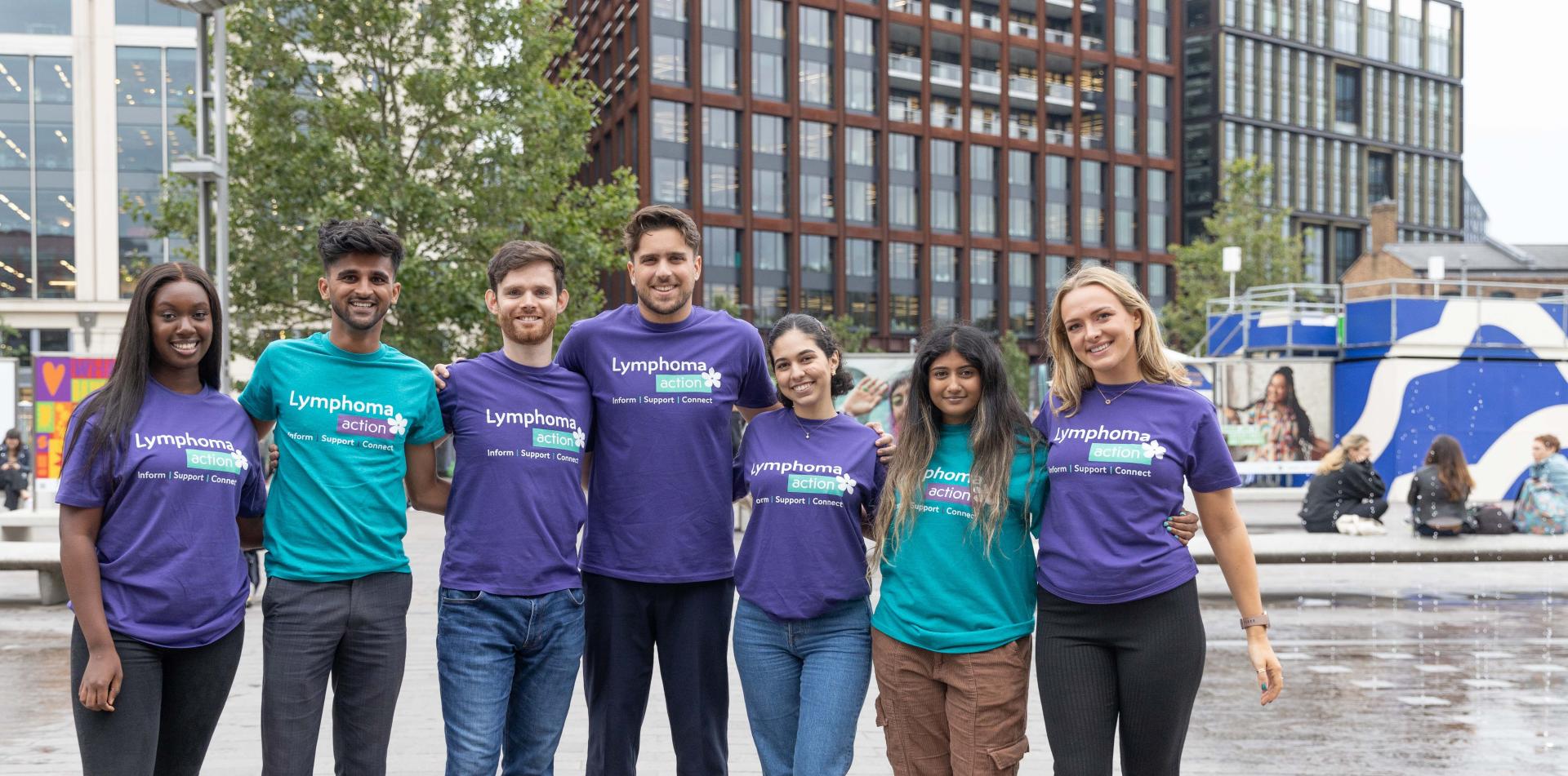 Group of people in Lymphoma Action t-shirts