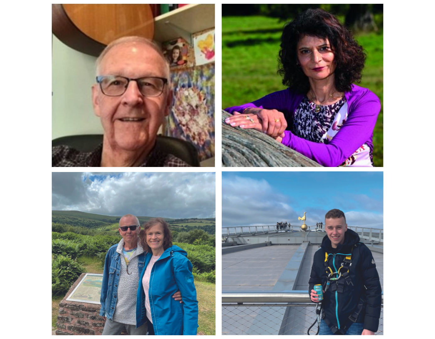 Images of four people who have been affected lymphoma and who have shared their personal stories on the Lymphoma Action website