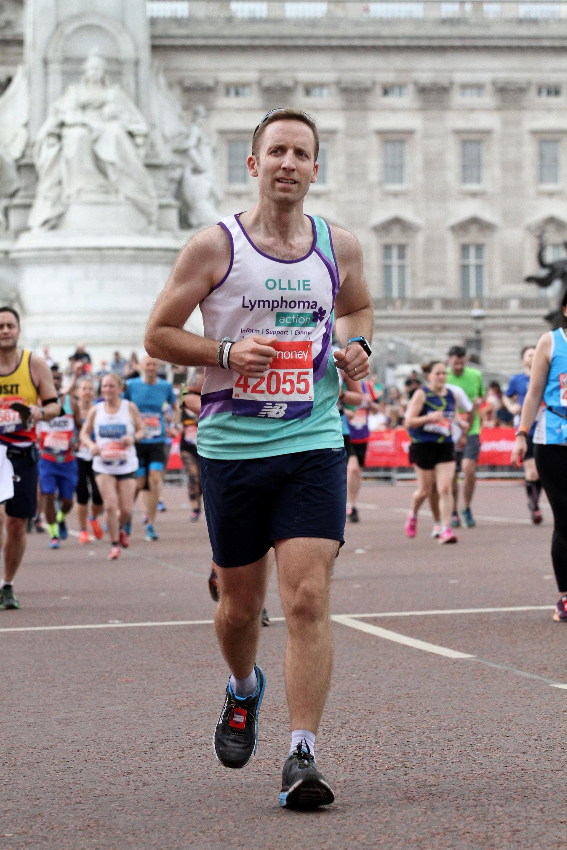 Oliver running down Mall (London Marathon) 
