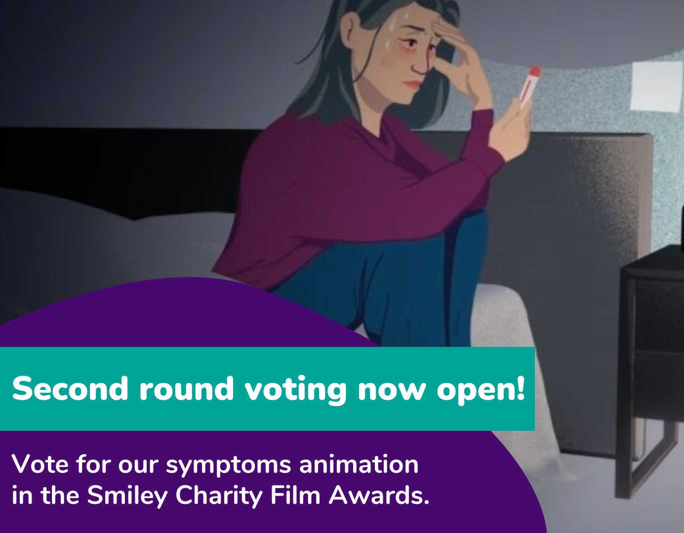Second round voting now open! Vote for our symptoms animation in the Smiley Charity Film Awards