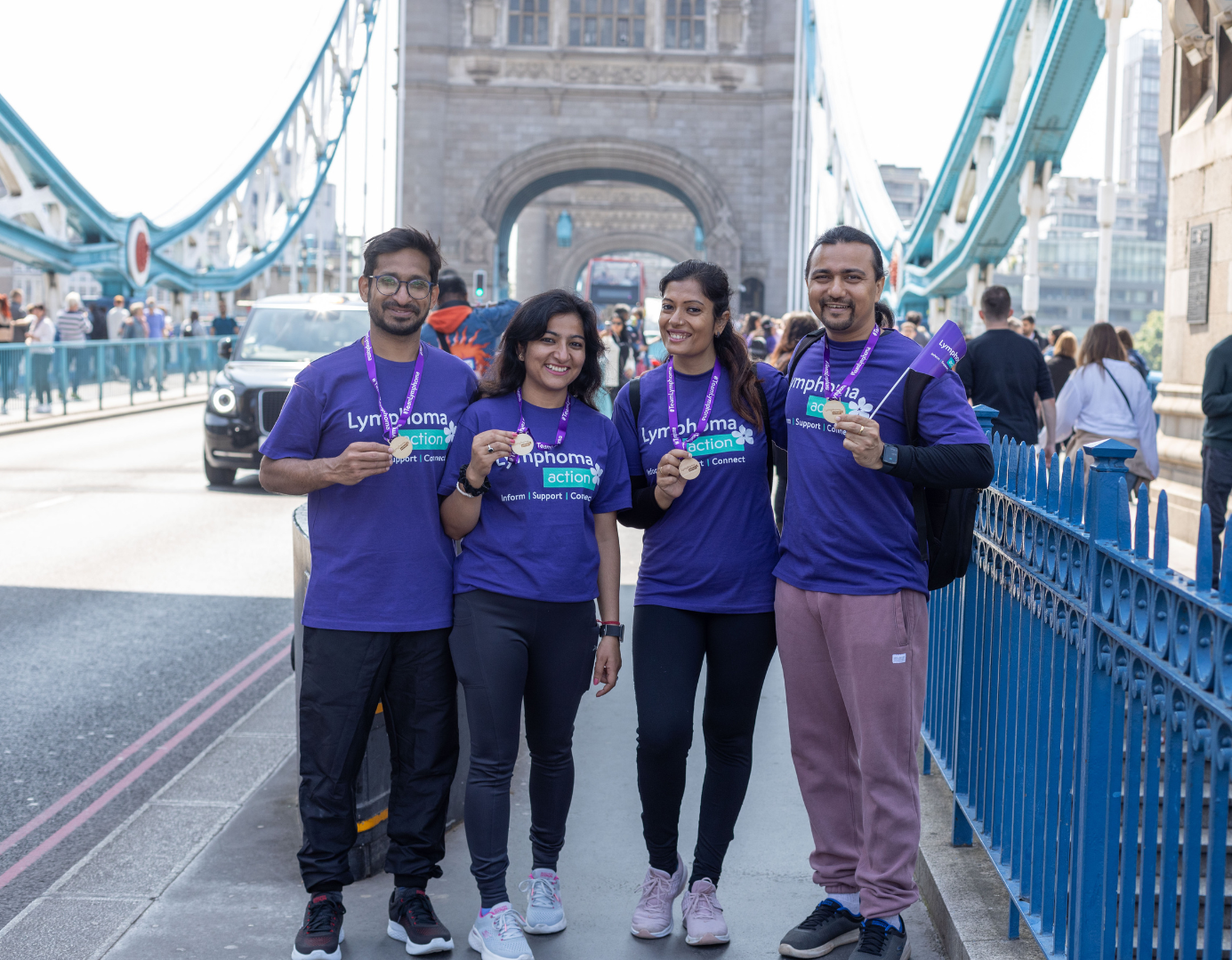 Lymphoma Action supporters at Bridges of London event