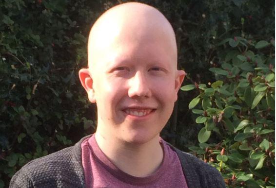 Callum, during treatment for lymphoma, aged 22