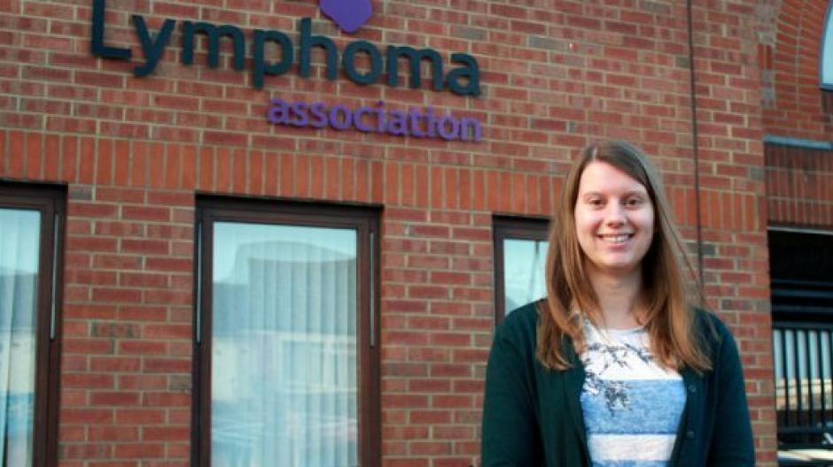 Rachel in front of Lymphoma Action's office