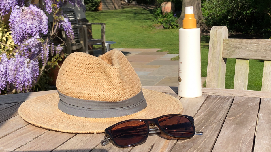 Sunhat, sunglasses and sunscreen
