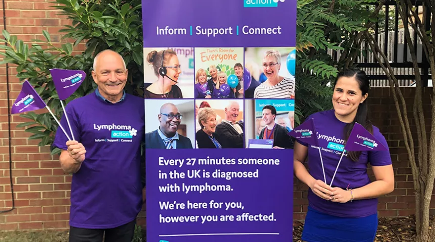 Volunteers raising awareness for Lymphoma Action