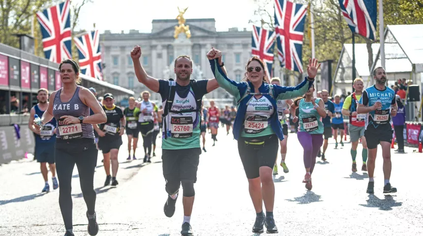 Man and woman running the marathon