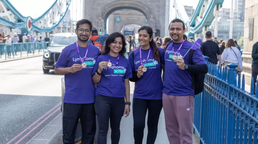 Lymphoma Action supporters at Bridges of London event