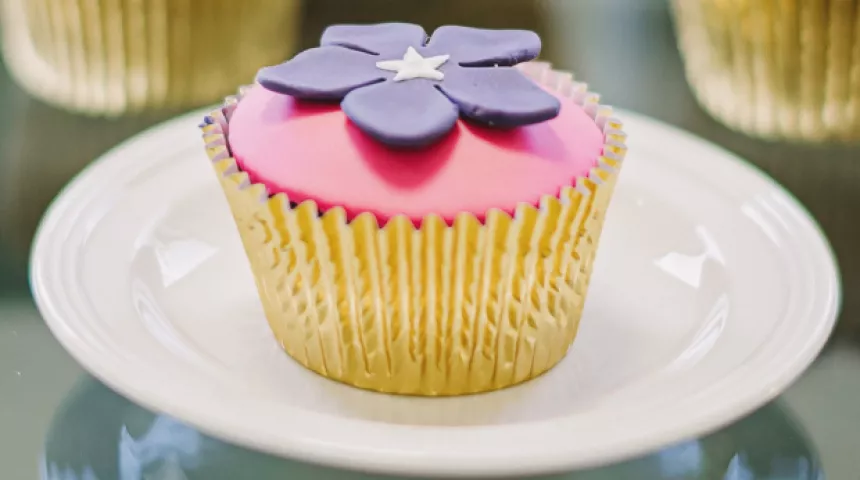Cupcake with periwinkle icing