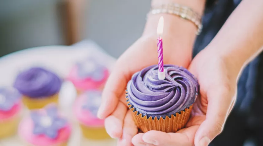 Cupcake with birthday candle