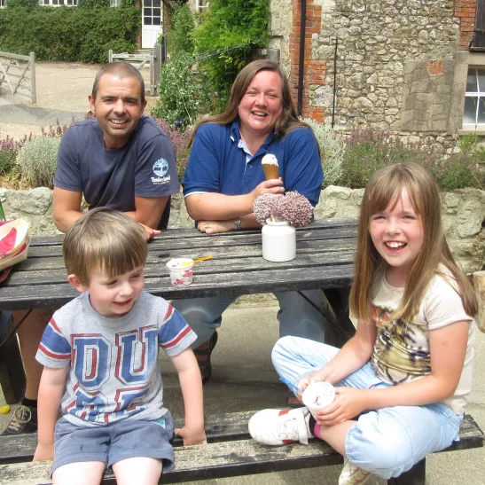 Sue and Trevor on holiday with their family