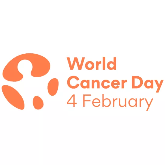 Orange logo with text saying 'World Cancer Day 4 February'