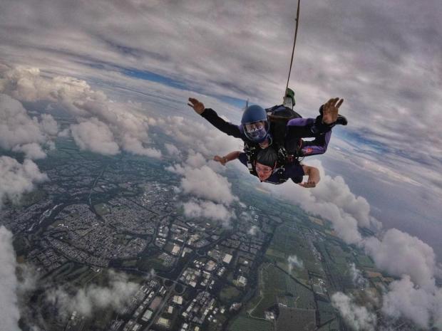 Alana skydiving for Lymphoma Action