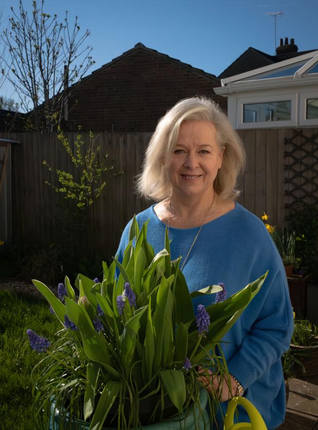 Lymphoma Action supporter standing in her garden